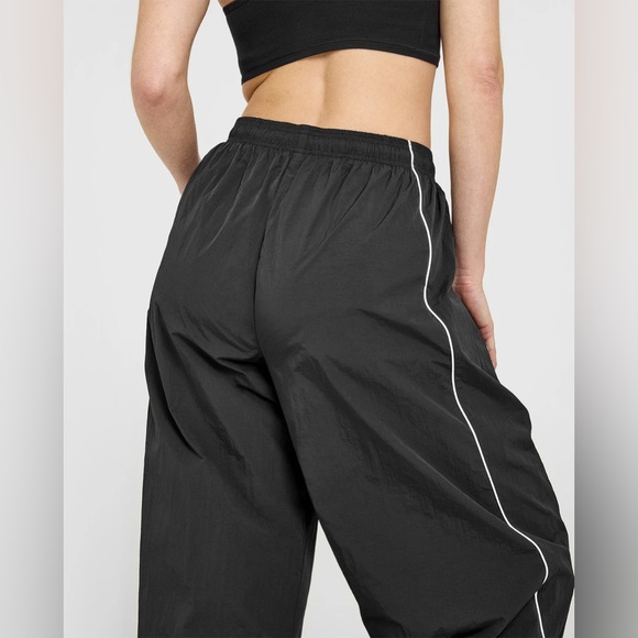 🆕 OVERSIZED PIPED WOVEN STRAIGHT LEG TRACK BOTTOMS Medium-Long - Picture 4 of 10